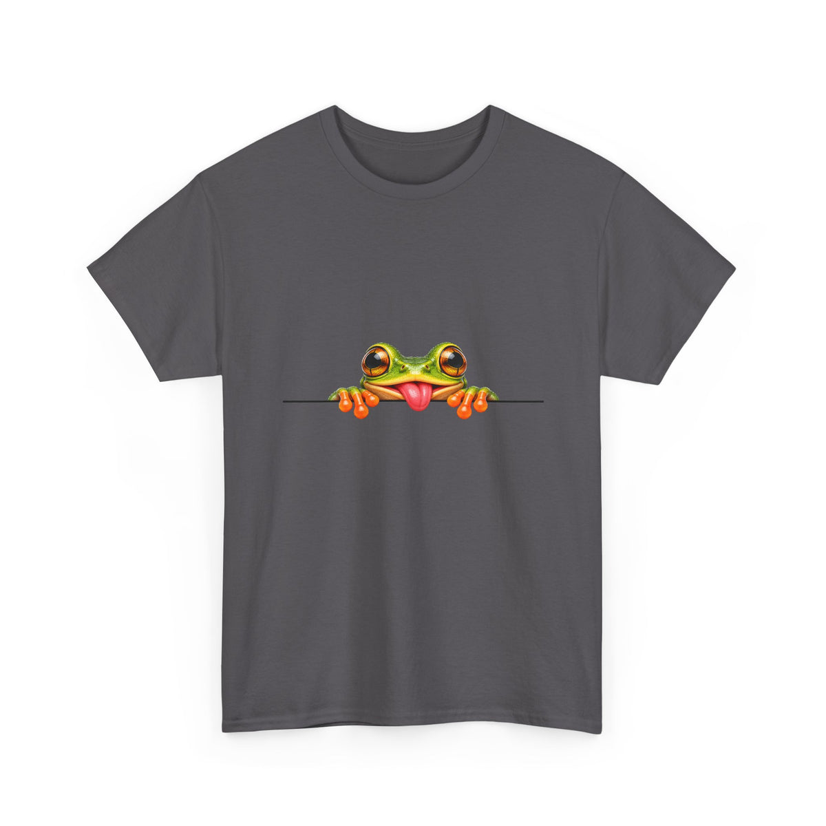 Peeking Tree Frog T-Shirt Tongue Out Over Ledge Funny Frog Lover Tee