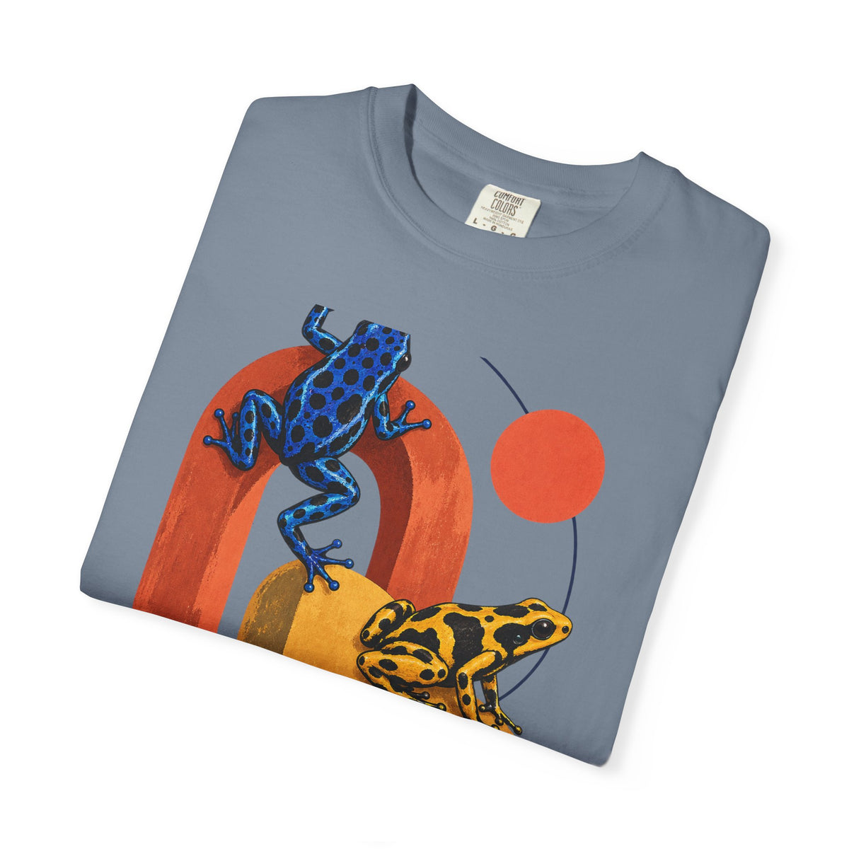 Poison Dart Frogs Colorful Arches Red Sun Tee Midcentury Geometric Frog Wildlife Shirt