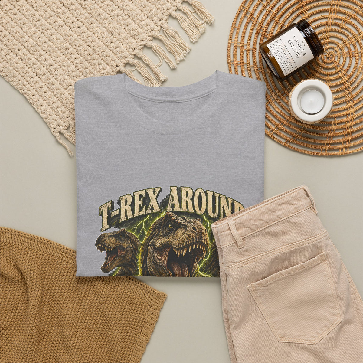 T-Rex Around and Find Out T-Shirt Funny Dinosaur Graphic Tee Retro 90s Style