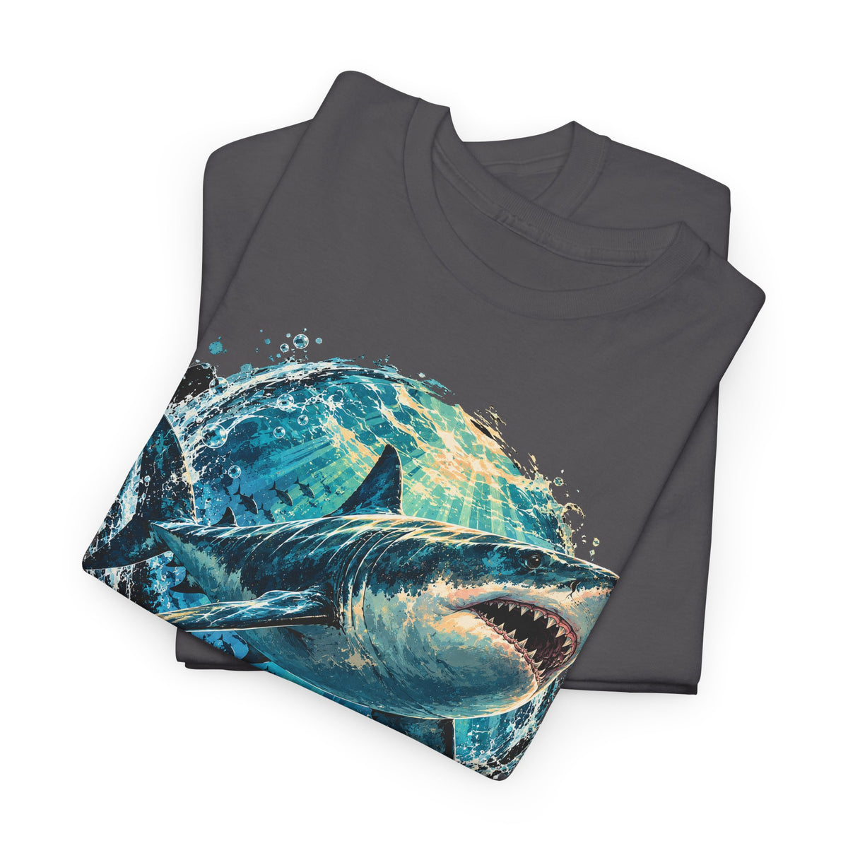 Great White Shark T-Shirt Ocean Burst Shark Jaws Sea Life Graphic Tee
