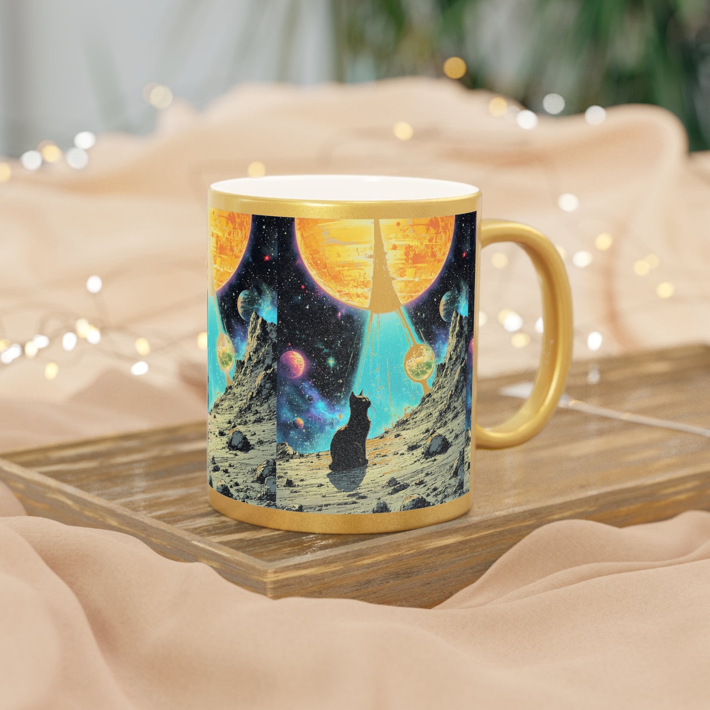 Space cat Metallic Mug (Silver\Gold)