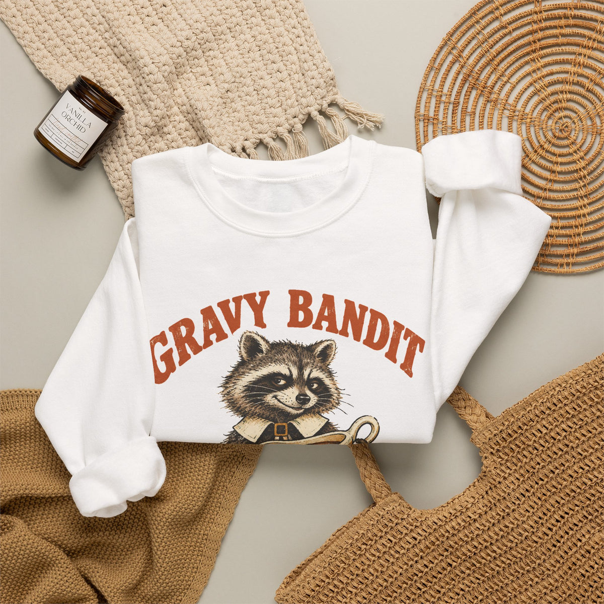 Gravy Bandit Raccoon Sweatshirt Funny Thanksgiving Trash Panda