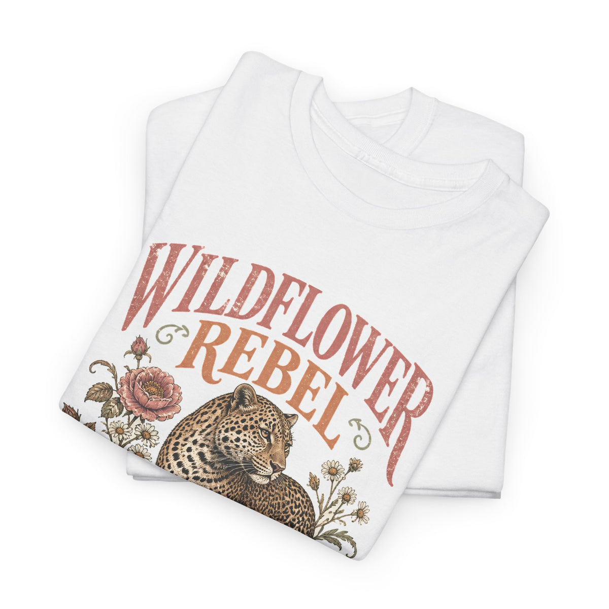 Wildflower Rebel Leopard T-Shirt Boho Floral Big Cat