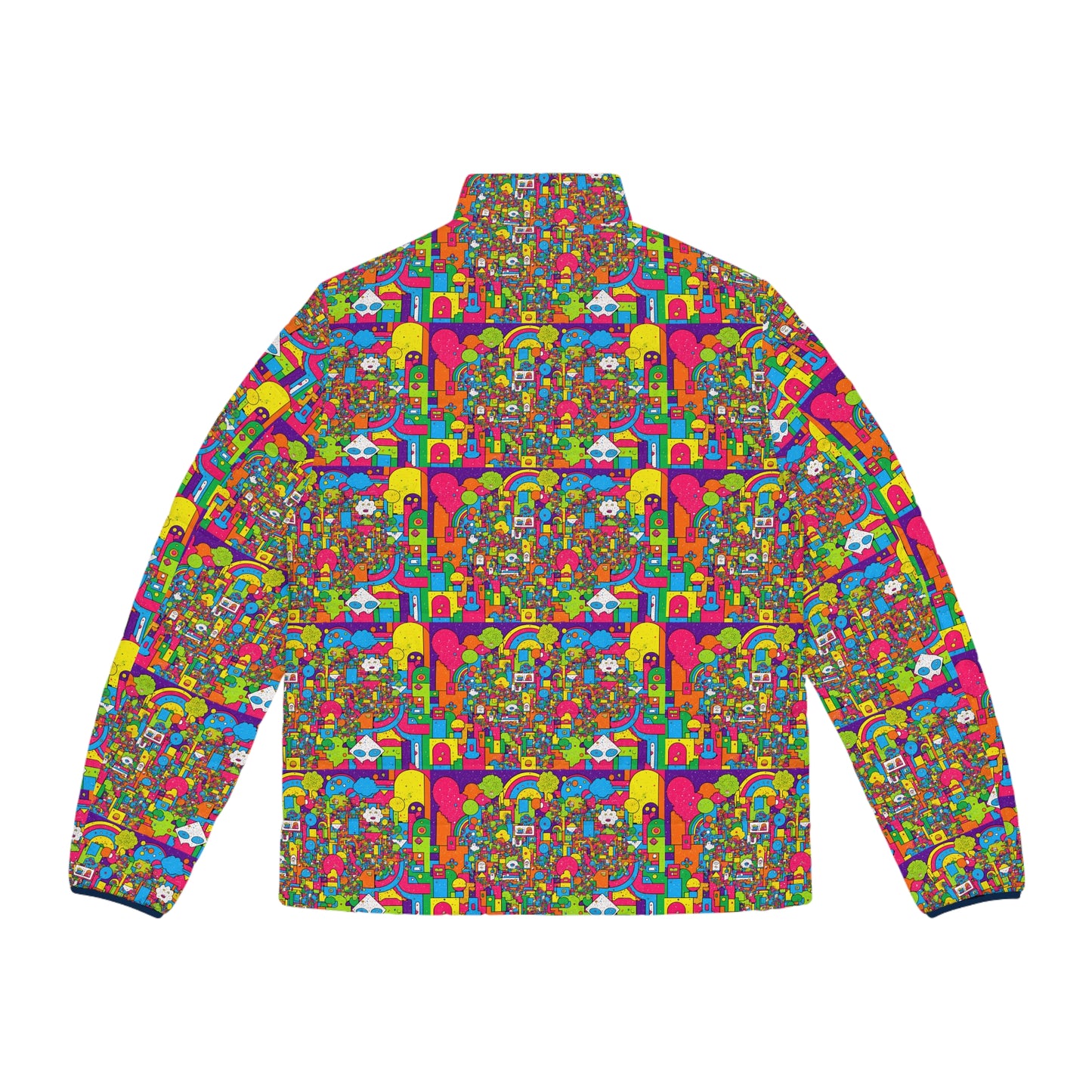 Puffer Jacket - Trippy Colorful Abstract Design