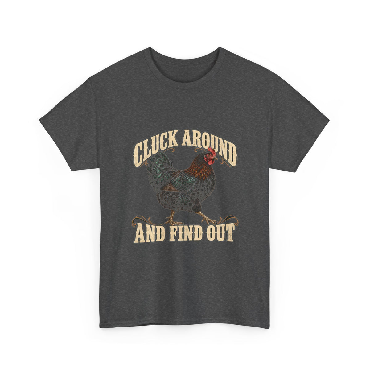 Cluck Around and Find Out Black Hen Tee Funny Chicken FAFO Pun Shirt