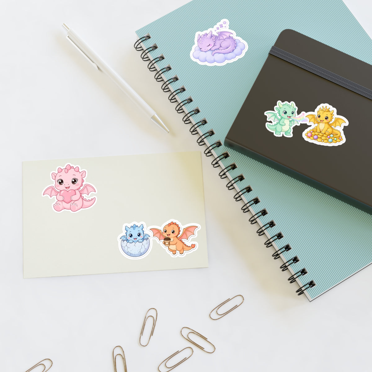 Cute Kawaii Dragon Sticker Sheet 6 Pastel Baby Dragon Stickers Laptop Planner