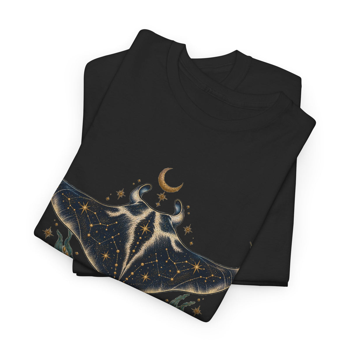 Celestial Manta Ray Moon T-Shirt Constellation Ocean Stars Tee