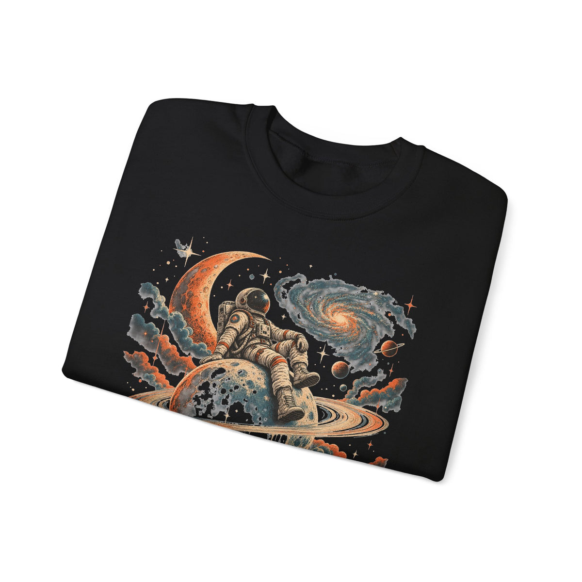 Astronaut on Saturn Sweatshirt Chill Astronaut Ringed Planet Galaxy Crewneck