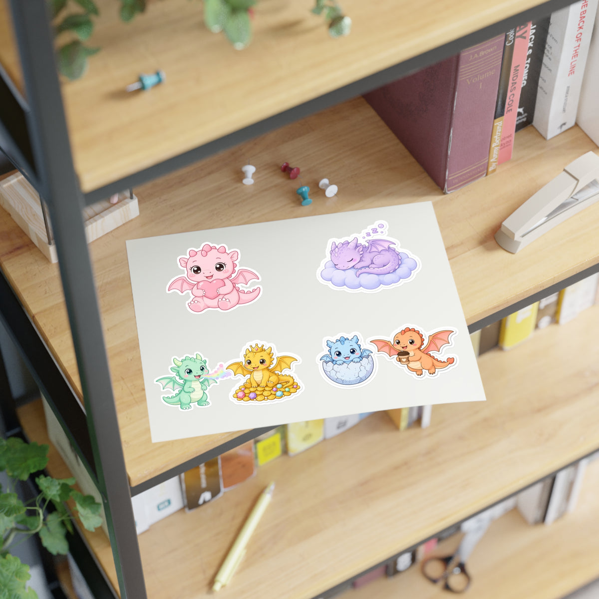 Cute Kawaii Dragon Sticker Sheet 6 Pastel Baby Dragon Stickers Laptop Planner