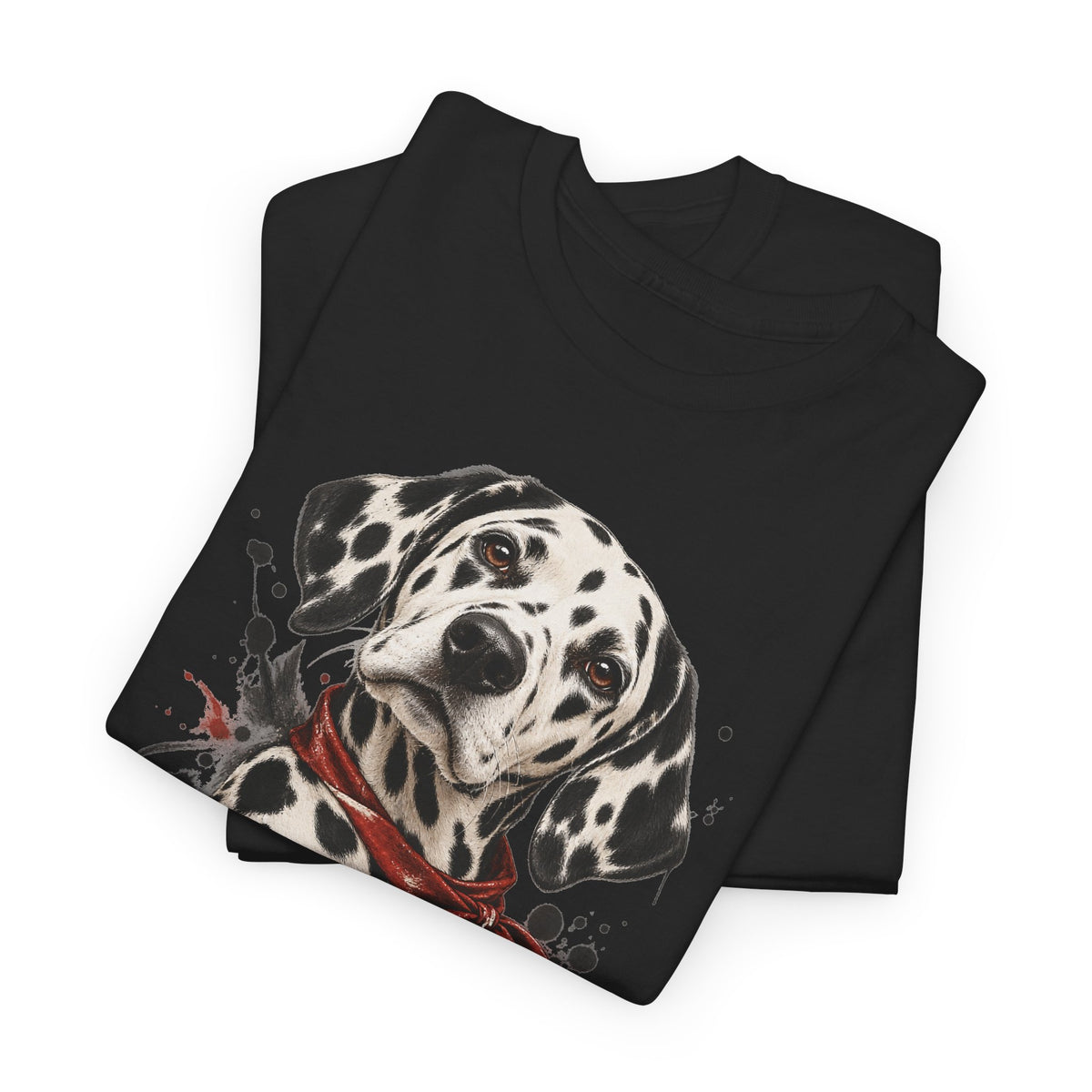 Dalmatian Red Bandana T-Shirt Dog Portrait Splatter Art Tee