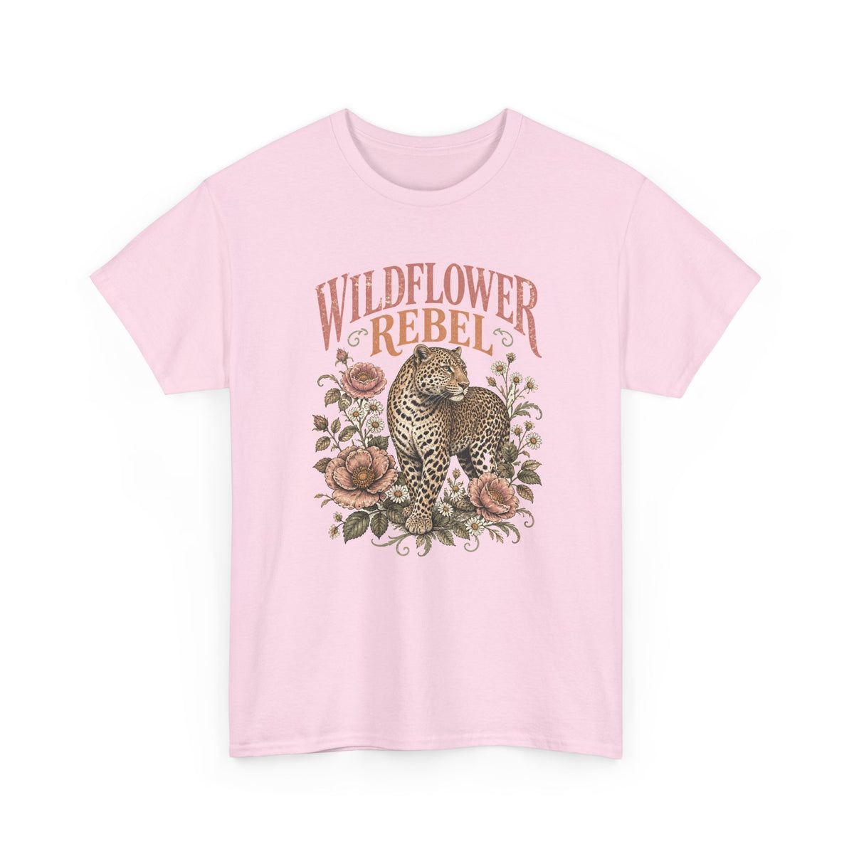 Wildflower Rebel Leopard T-Shirt Boho Floral Big Cat