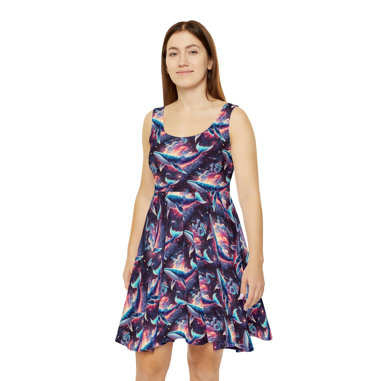 Space whale Women's Skater Dress (AOP)