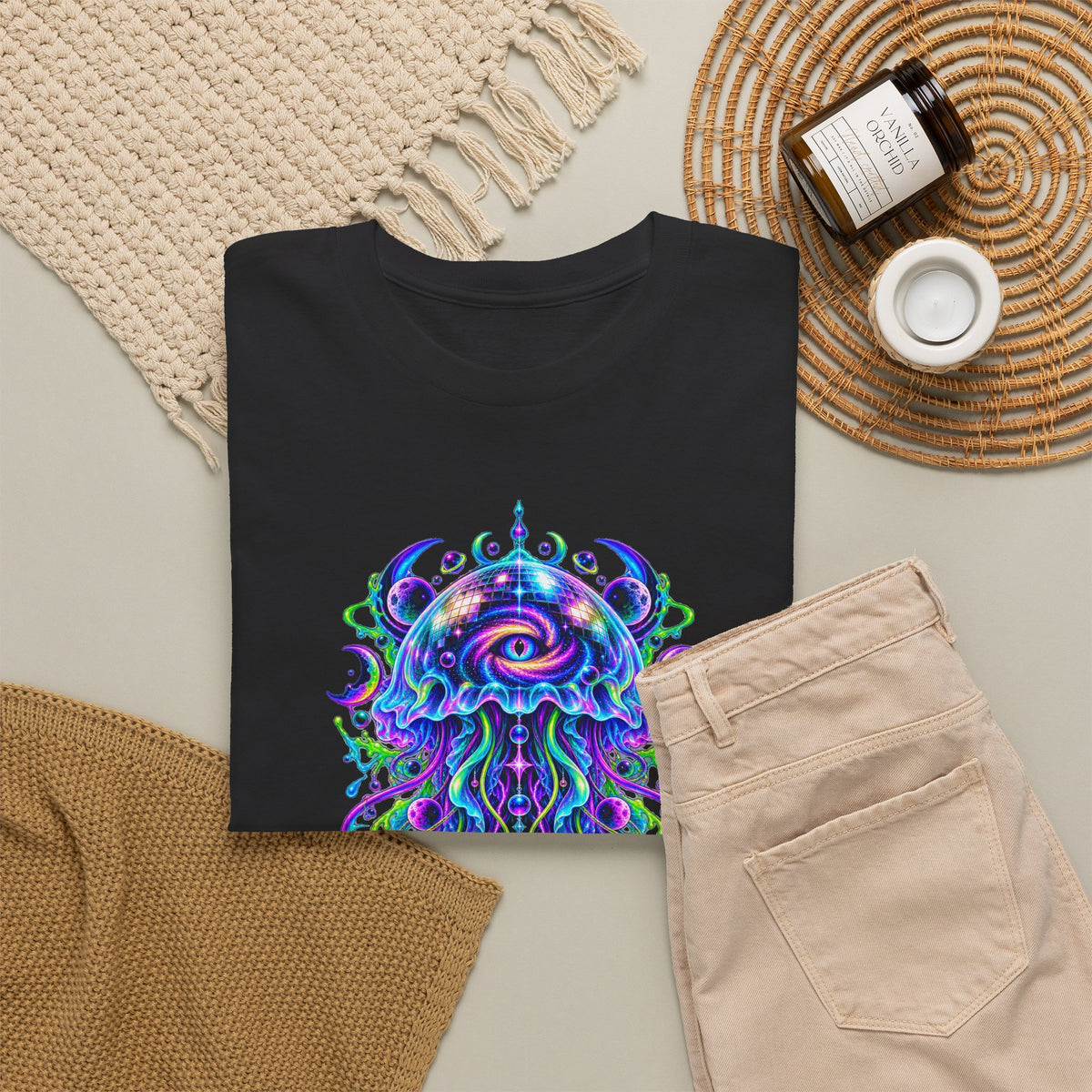 Cosmic Jellyfish T-Shirt Neon Space Psychedelic Disco Eye Tee