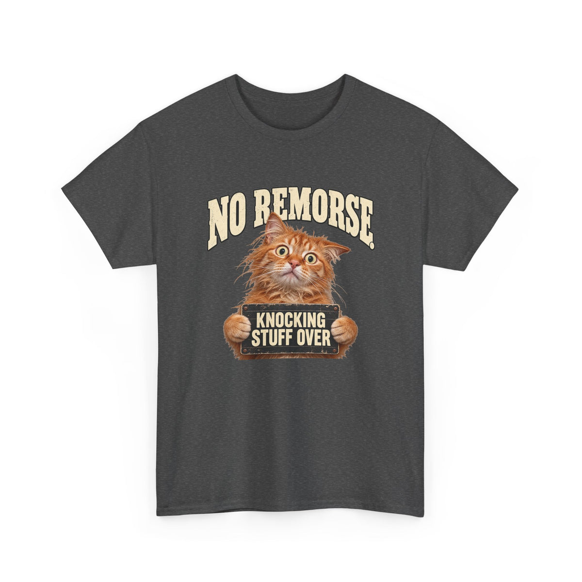 No Remorse Knocking Stuff Over T-Shirt Funny Cat Mugshot Tee