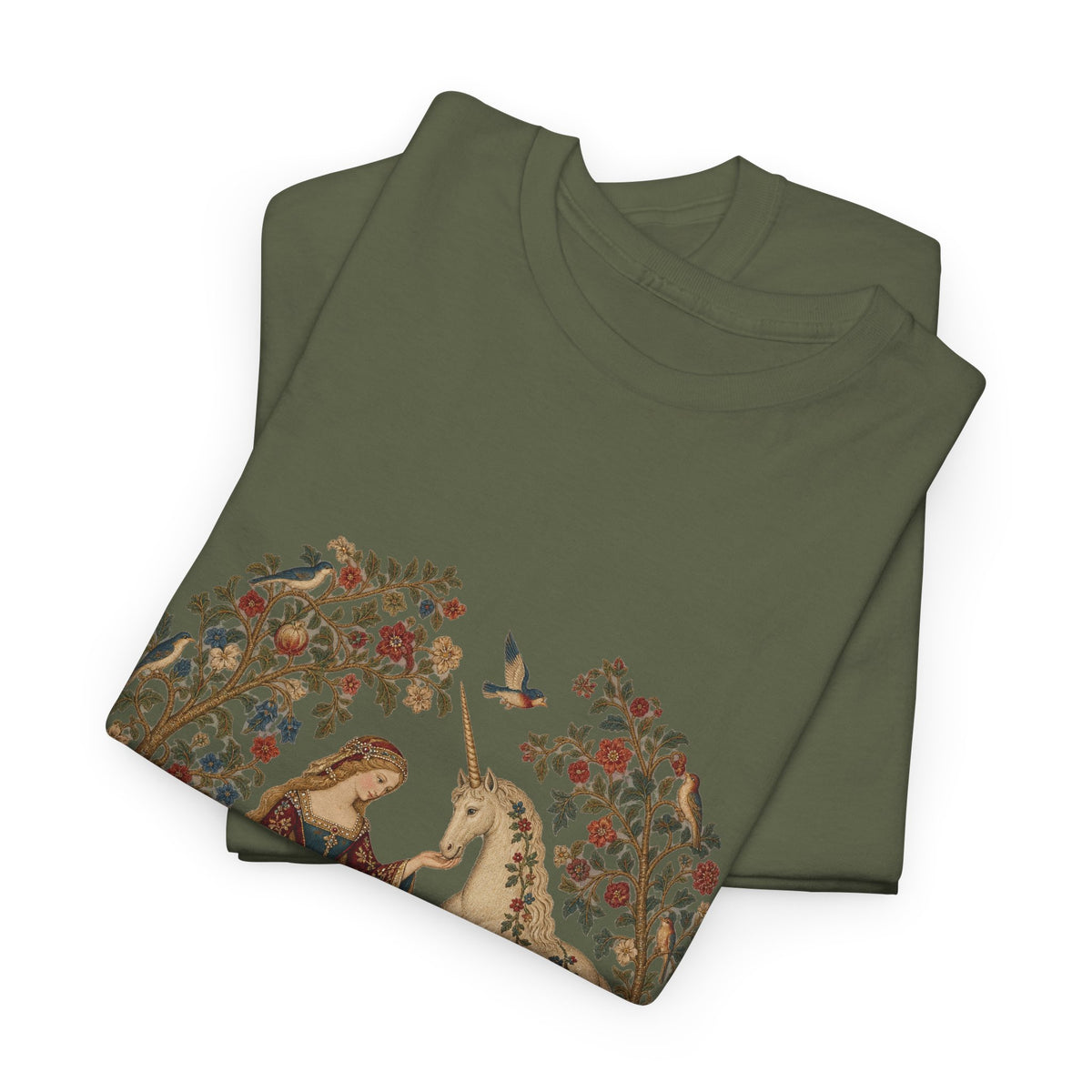 Lady and the Unicorn Tapestry T-Shirt Medieval Garden Lion Rabbit Tee
