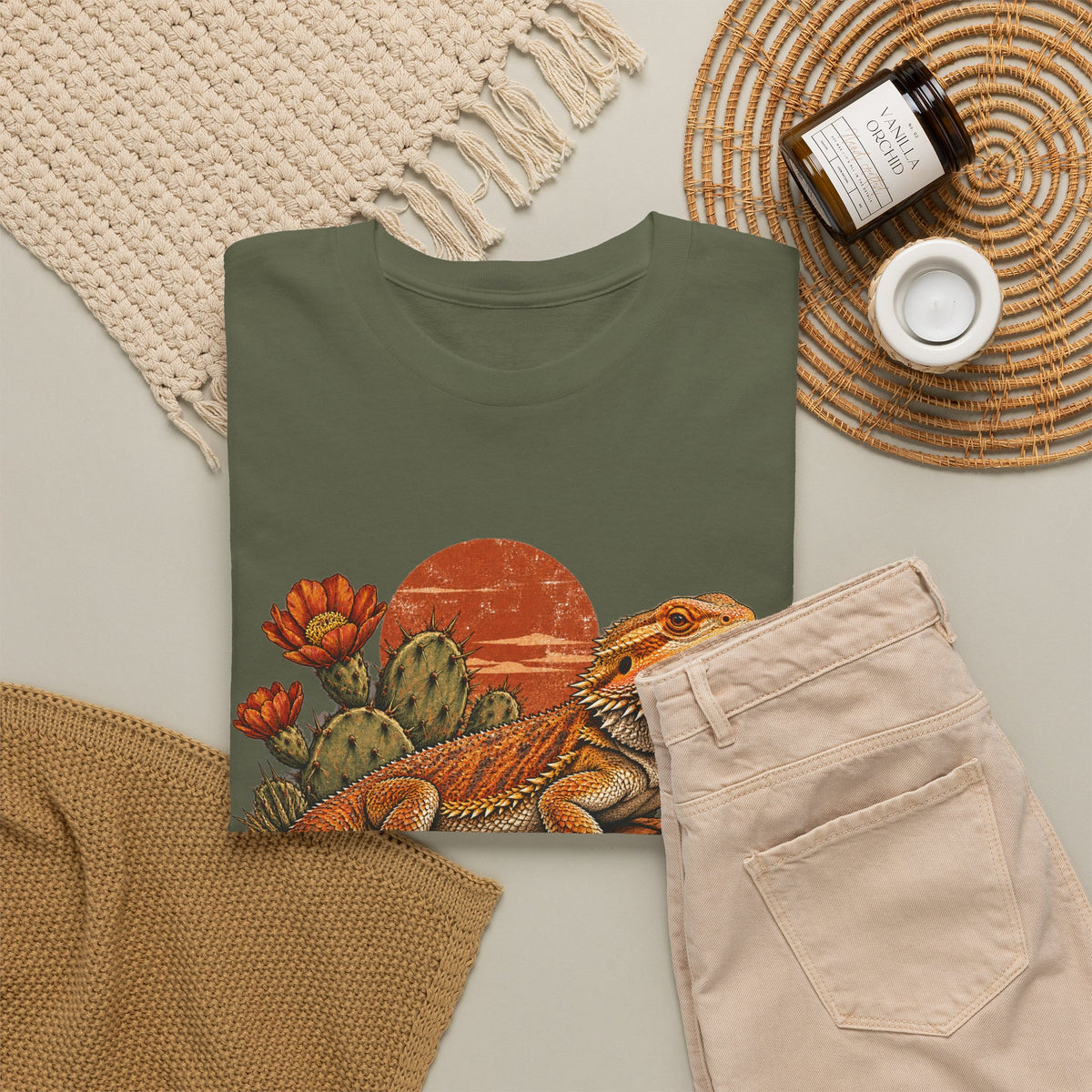 Bearded Dragon Desert Sun T-Shirt Cactus Southwest Lizard Tee