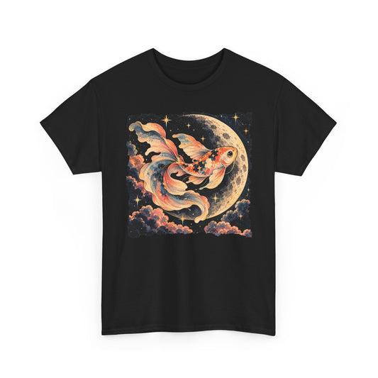 Koi Fish Moon T-Shirt Celestial Koi Night Sky Full Moon Graphic Tee Unisex