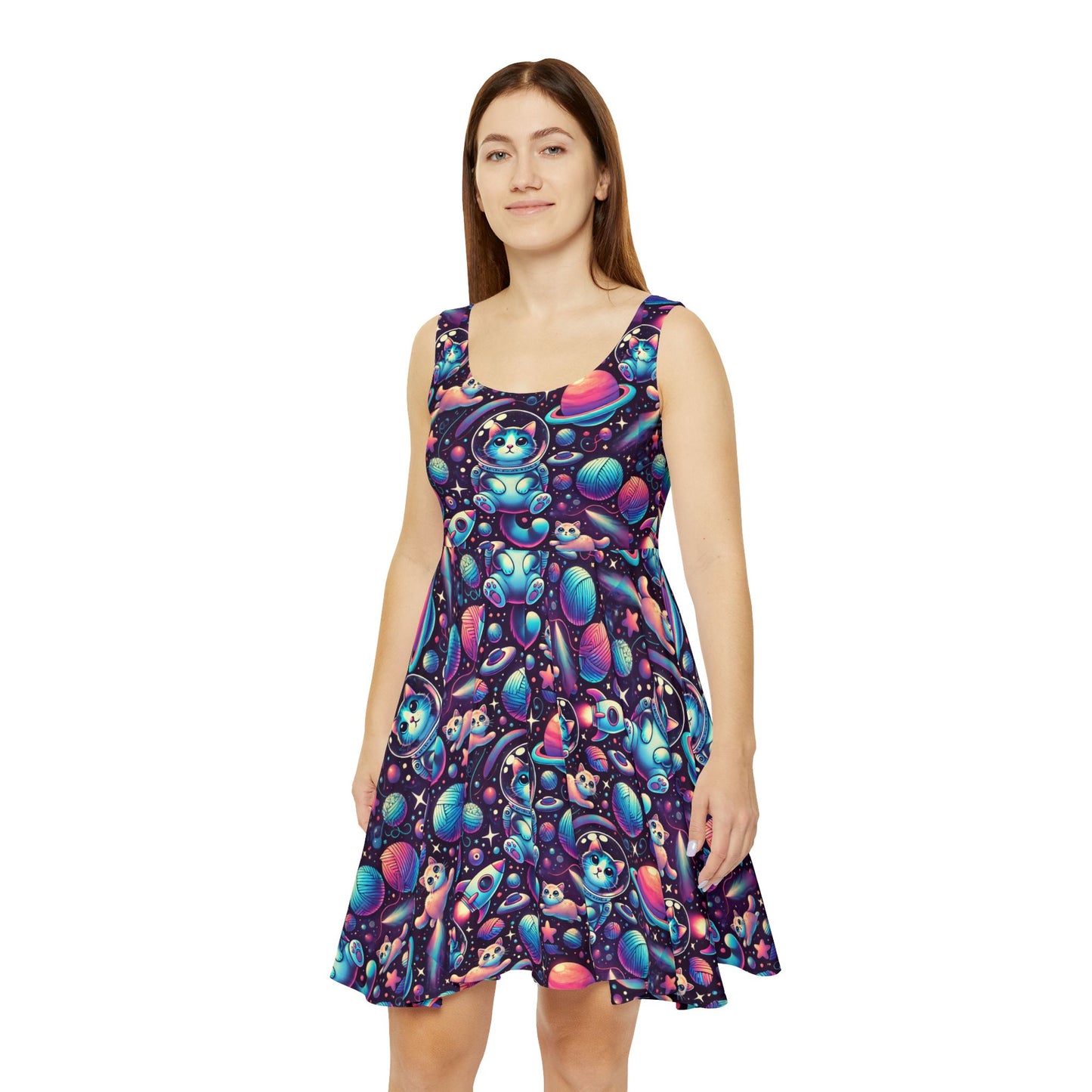 Space cat Women's Skater Dress (AOP)