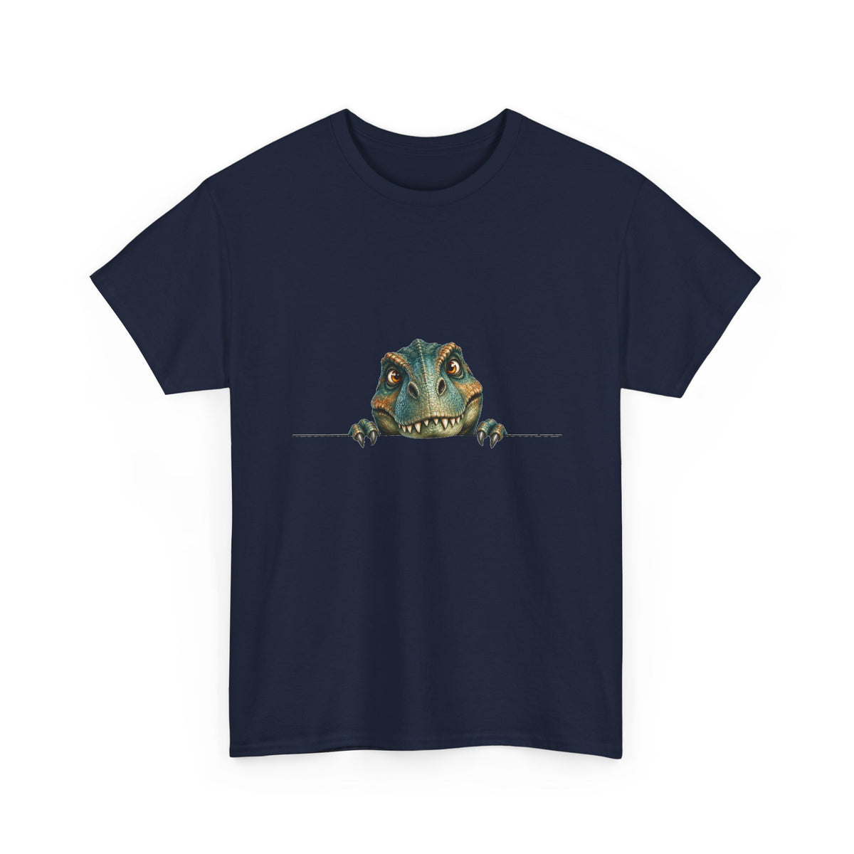 Peeking T-Rex T-Shirt Dinosaur Over Ledge Funny Dino Lover Tee