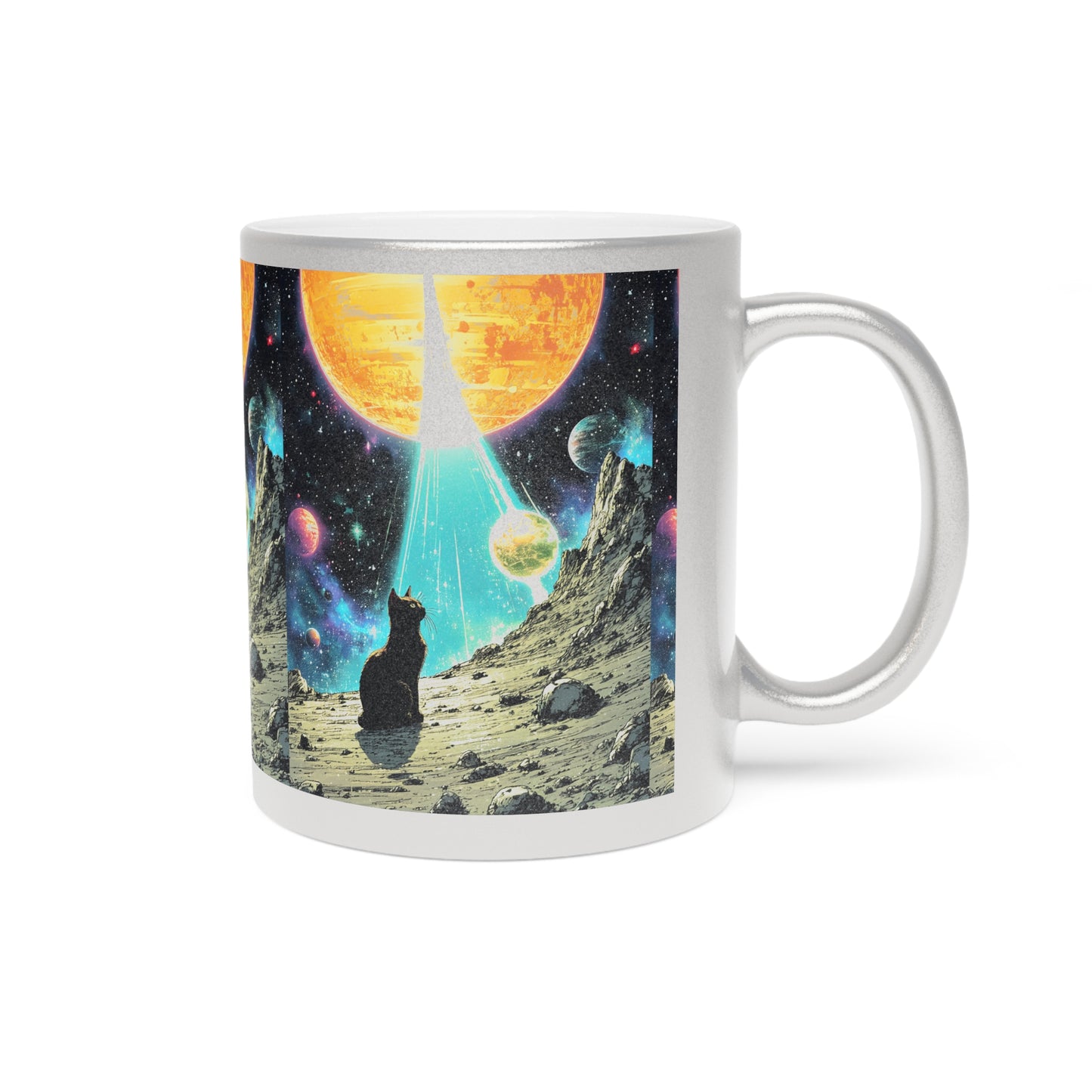 Space cat Metallic Mug (Silver\Gold)