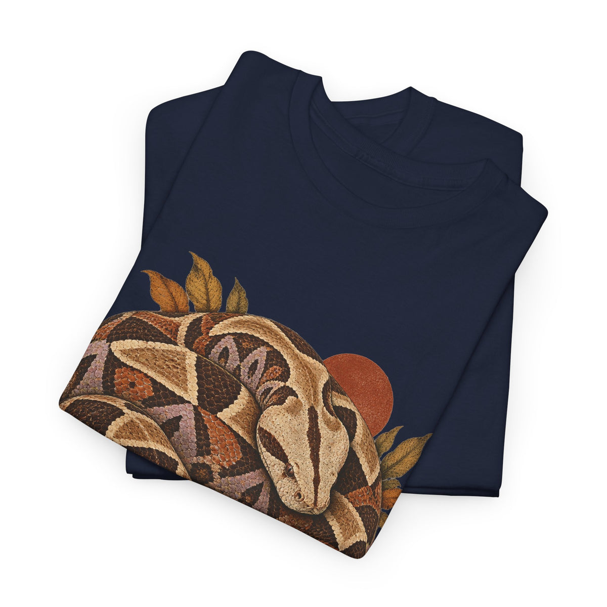 Gaboon Viper Coiled Sun T-Shirt Autumn Snake Geometric Tee