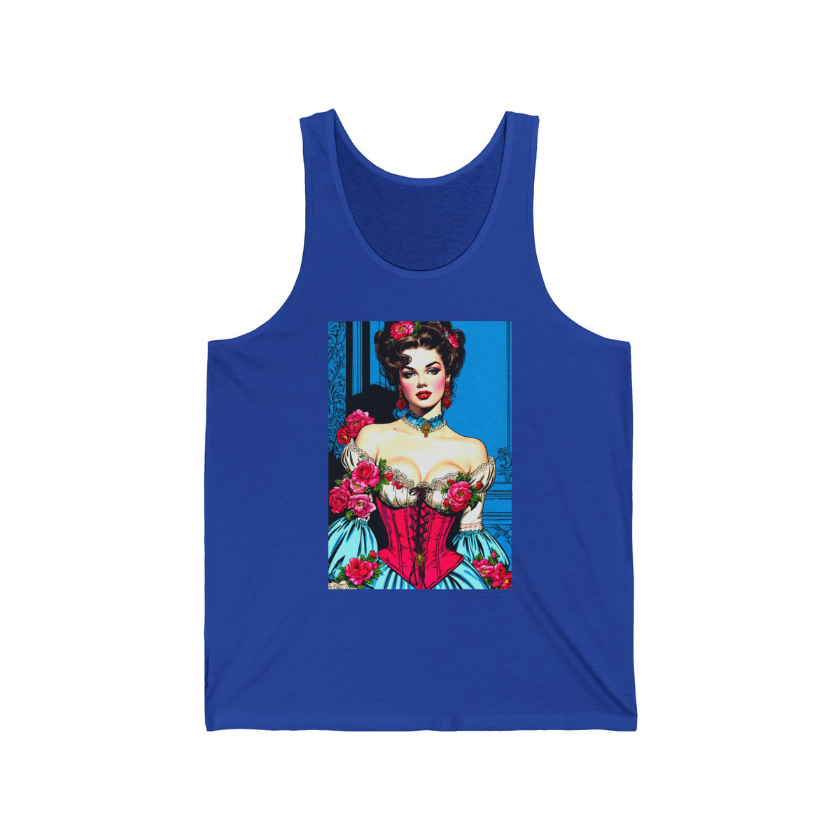 Victorian Rose Corset Pin-Up Graphic Tank Top Unisex Jersey Tank
