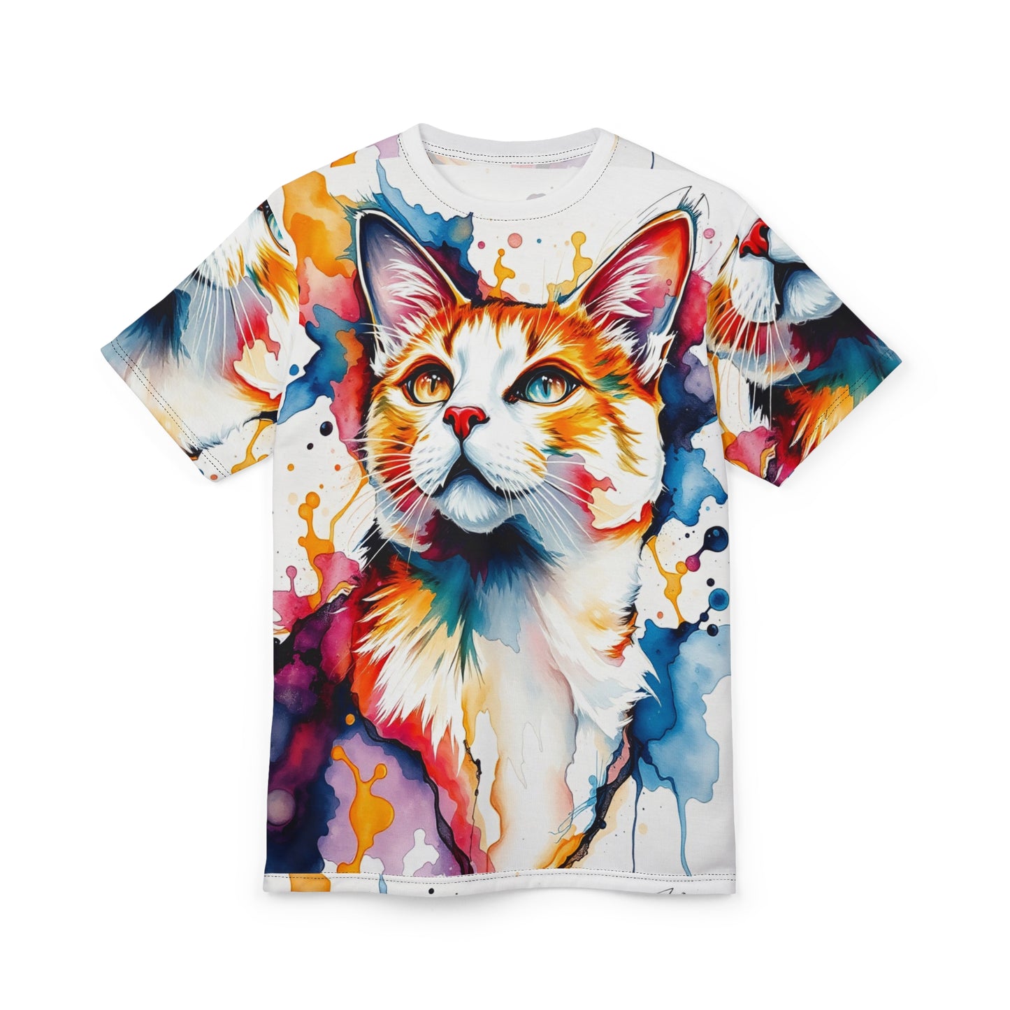 Cat Tee - Artsy Cat Unisex Cut & Sew Tee