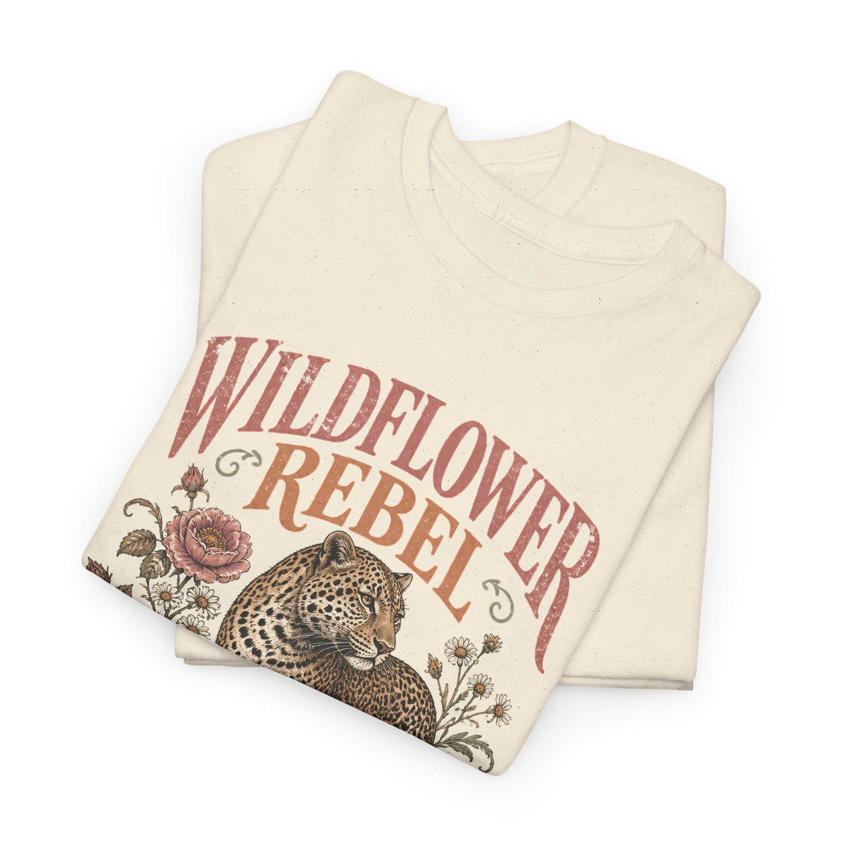 Wildflower Rebel Leopard T-Shirt Boho Floral Big Cat