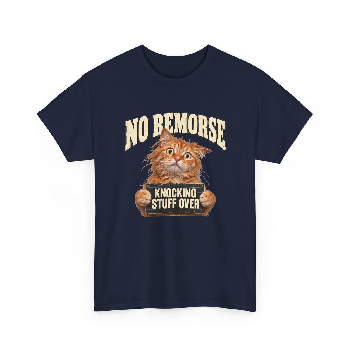No Remorse Knocking Stuff Over T-Shirt Funny Cat Mugshot Tee
