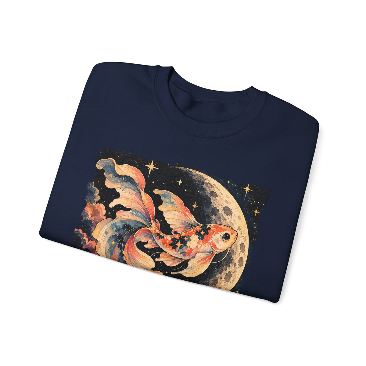Koi Fish Moon Sweatshirt Celestial Koi Night Sky Full Moon Crewneck
