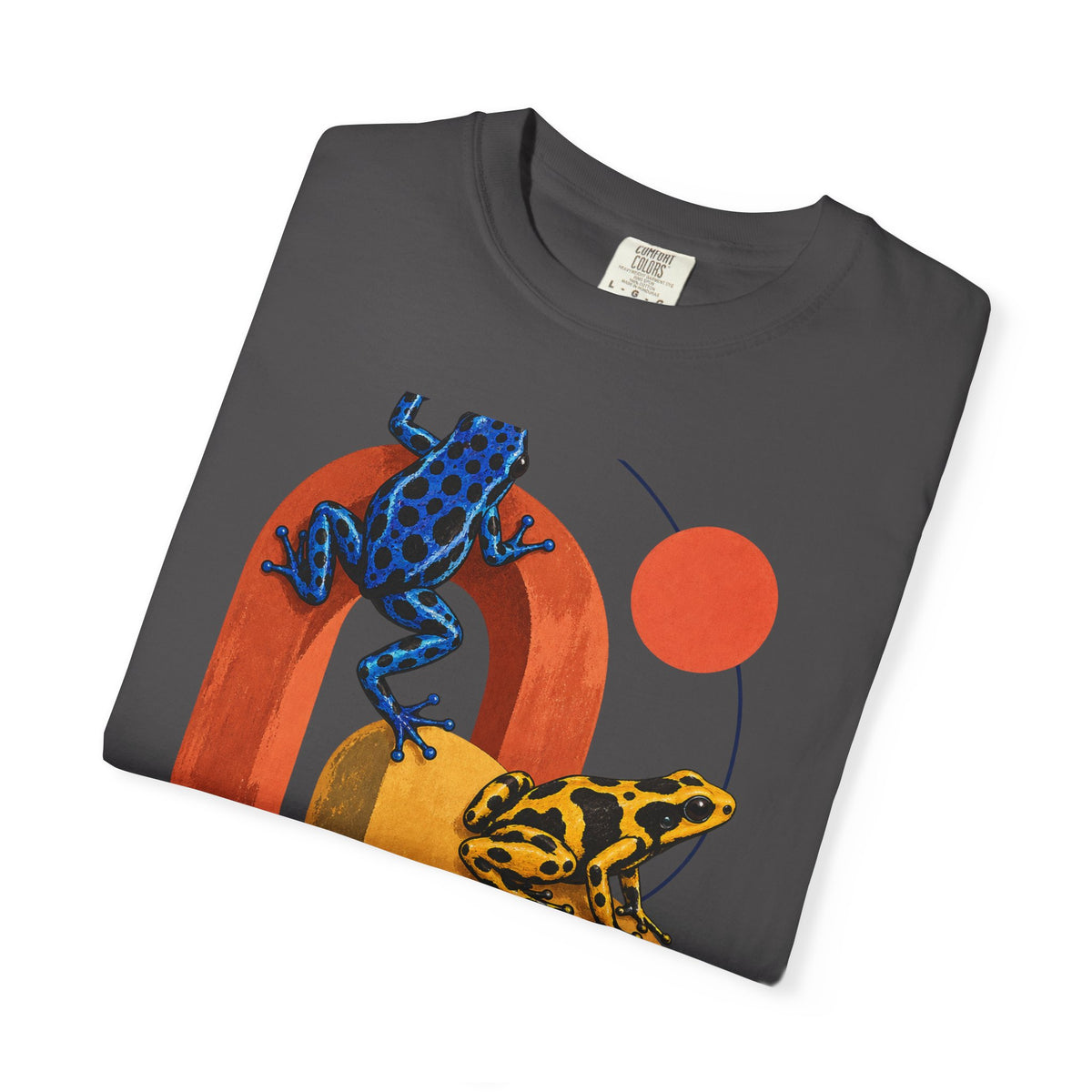 Poison Dart Frogs Colorful Arches Red Sun Tee Midcentury Geometric Frog Wildlife Shirt