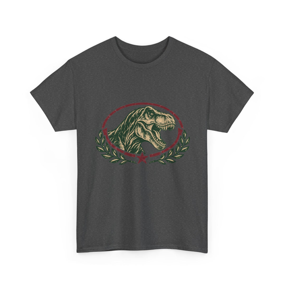 Roaring T-Rex Emblem T-Shirt Vintage Dinosaur Crest Star Tee