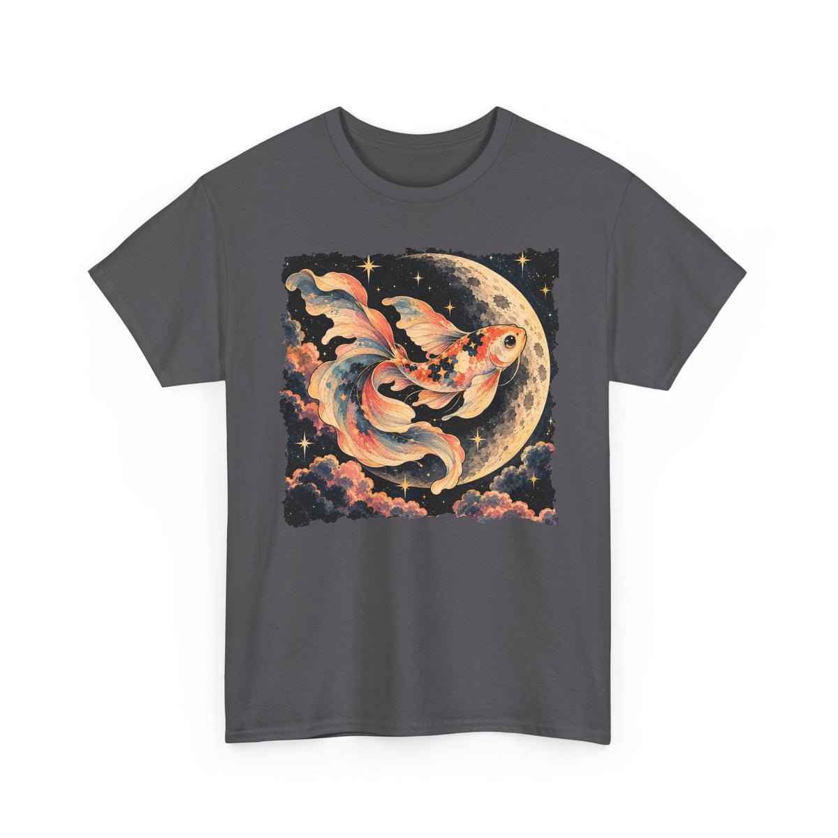 Koi Fish Moon T-Shirt Celestial Koi Night Sky Full Moon Graphic Tee Unisex