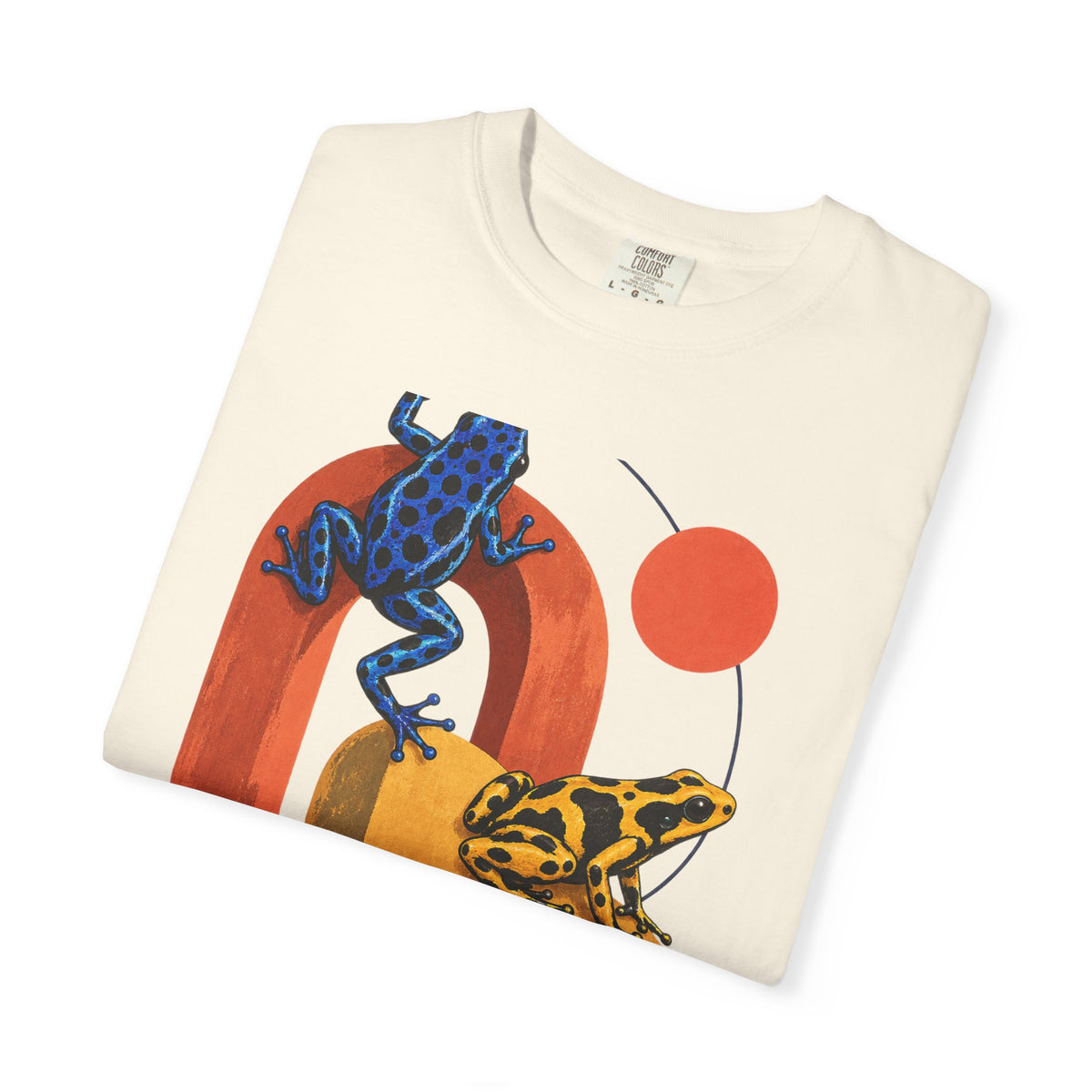 Poison Dart Frogs Colorful Arches Red Sun Tee Midcentury Geometric Frog Wildlife Shirt