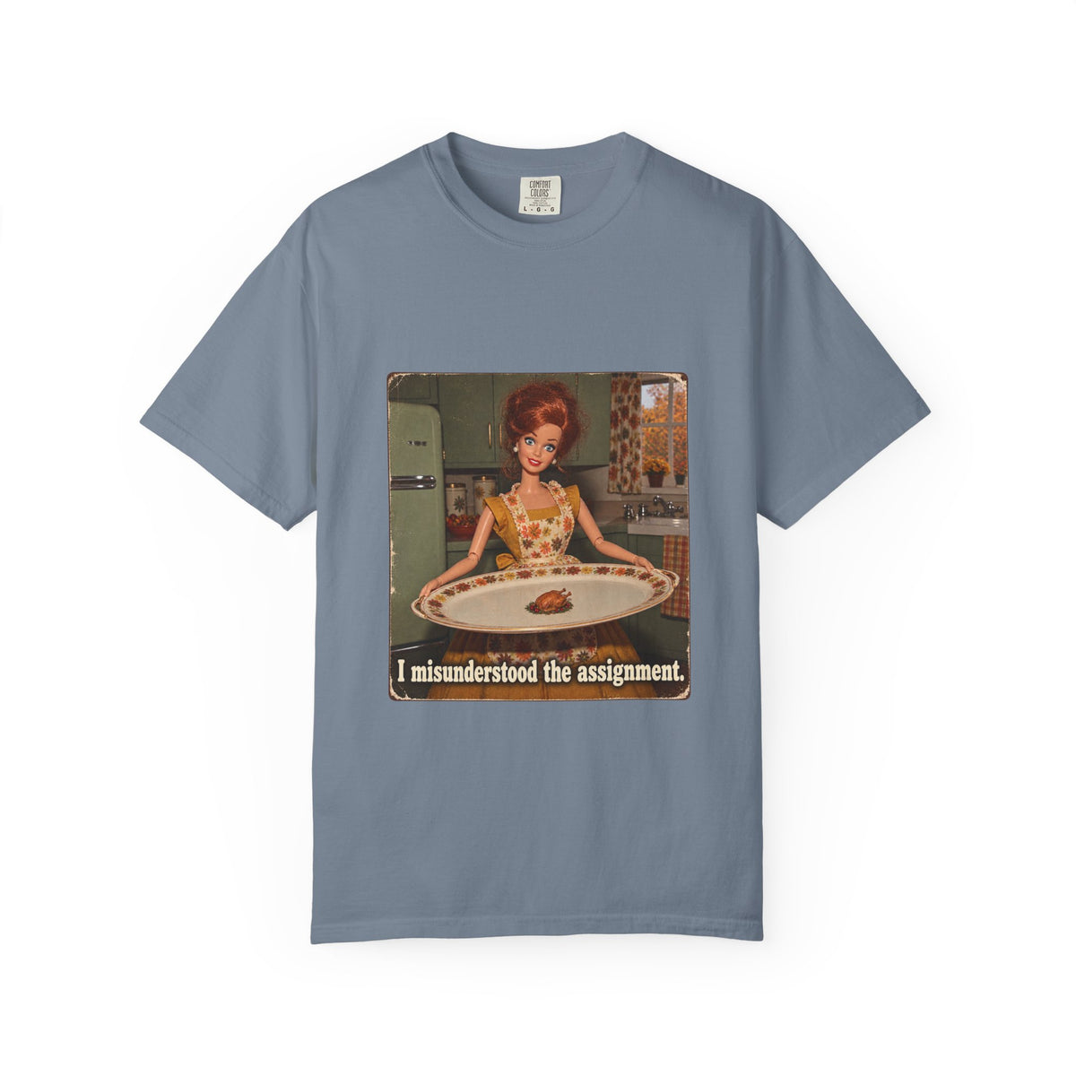 I Misunderstood the Assignment Funny Thanksgiving Tee Retro Doll Tiny Turkey Sarcastic Shirt