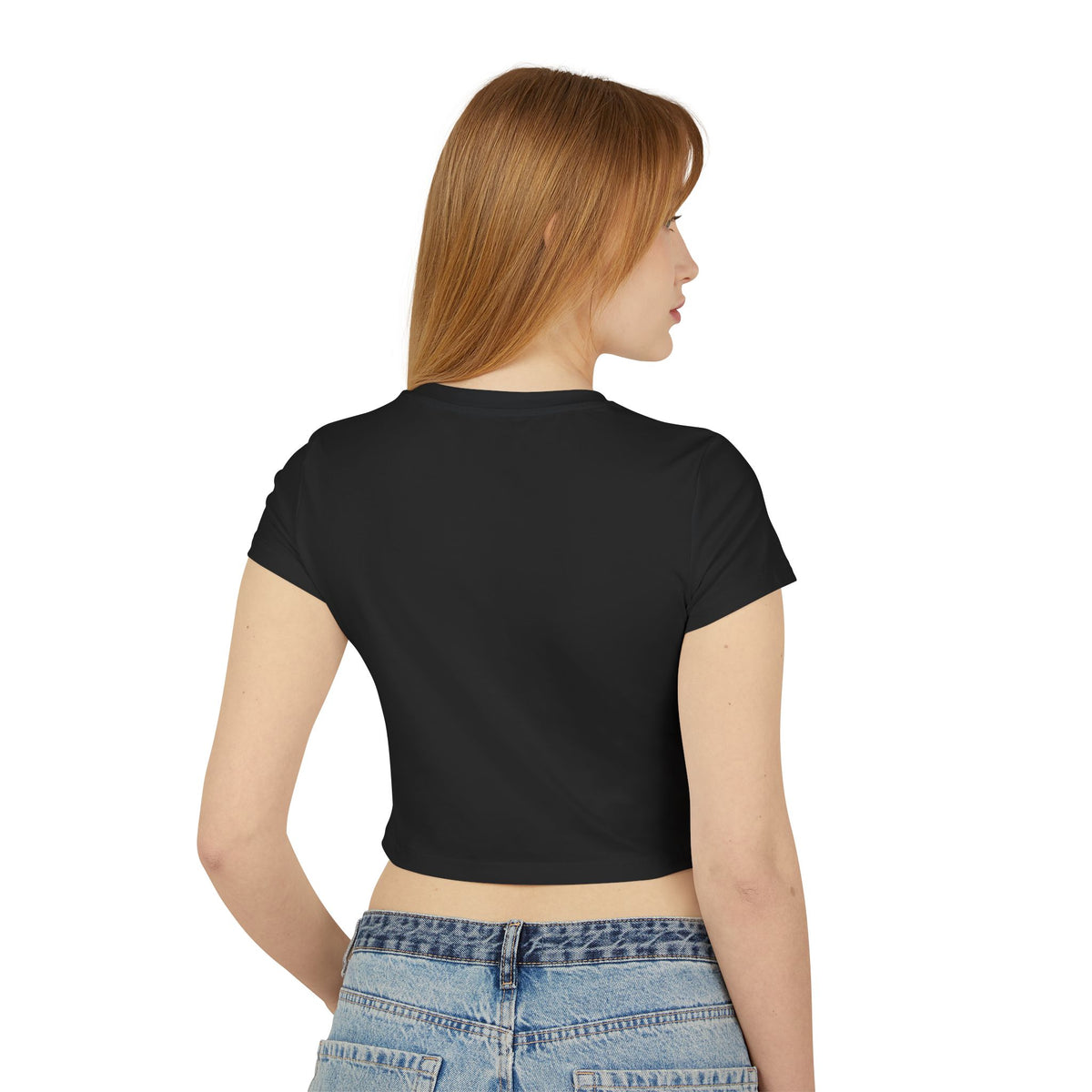 Gothic Rose Lady Portrait Baby Tee Womens Fitted Crop T-Shirt