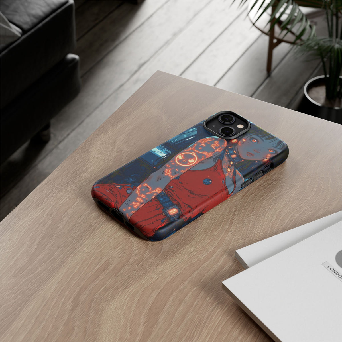 Tattooed Girl Neon Car Tough Phone Case iPhone Samsung Pixel