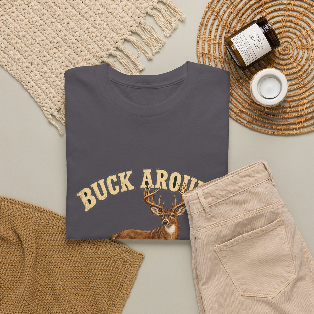 Buck Around and Find Out Cream Letter Deer Tee Funny Hunting FAFO Pun Shirt