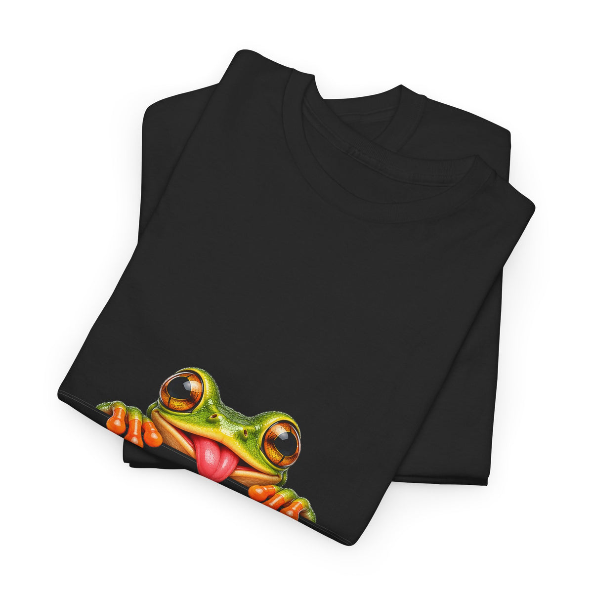 Peeking Tree Frog T-Shirt Tongue Out Over Ledge Funny Frog Lover Tee