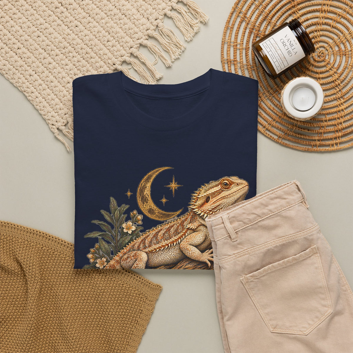 Bearded Dragon Moon T-Shirt Celestial Lizard Night Bloom Tee