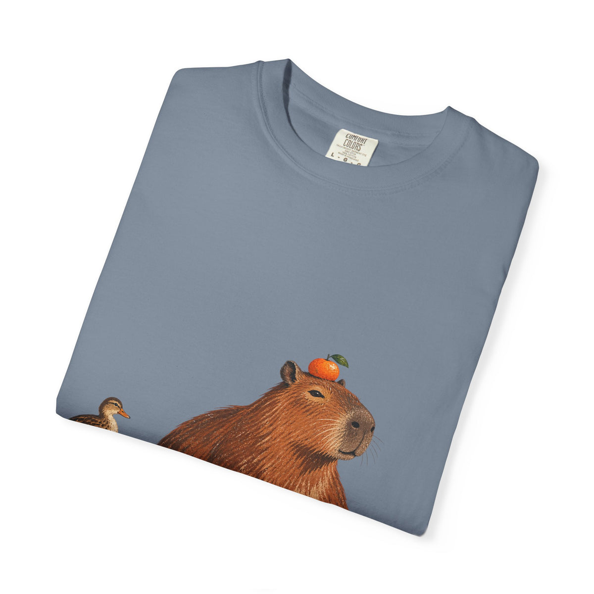 Capybara Orange Duck Tee Cute Capybara with Fruit Duck Lily Pad Pond Shirt