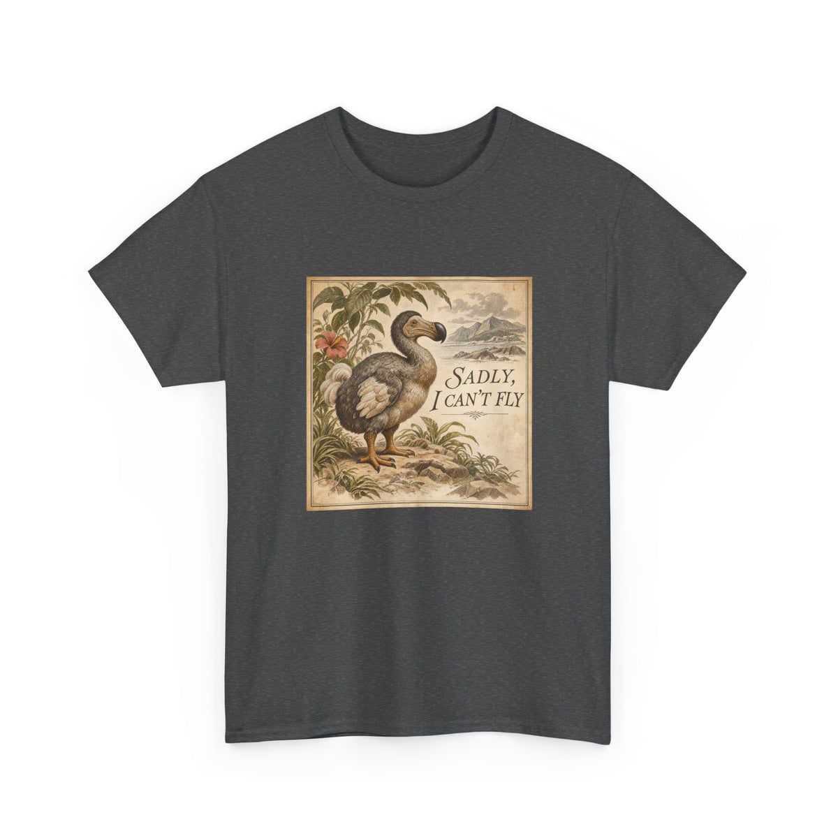 Sadly I Can't Fly T-Shirt Dodo Bird Vintage Naturalist Extinct Funny Tee