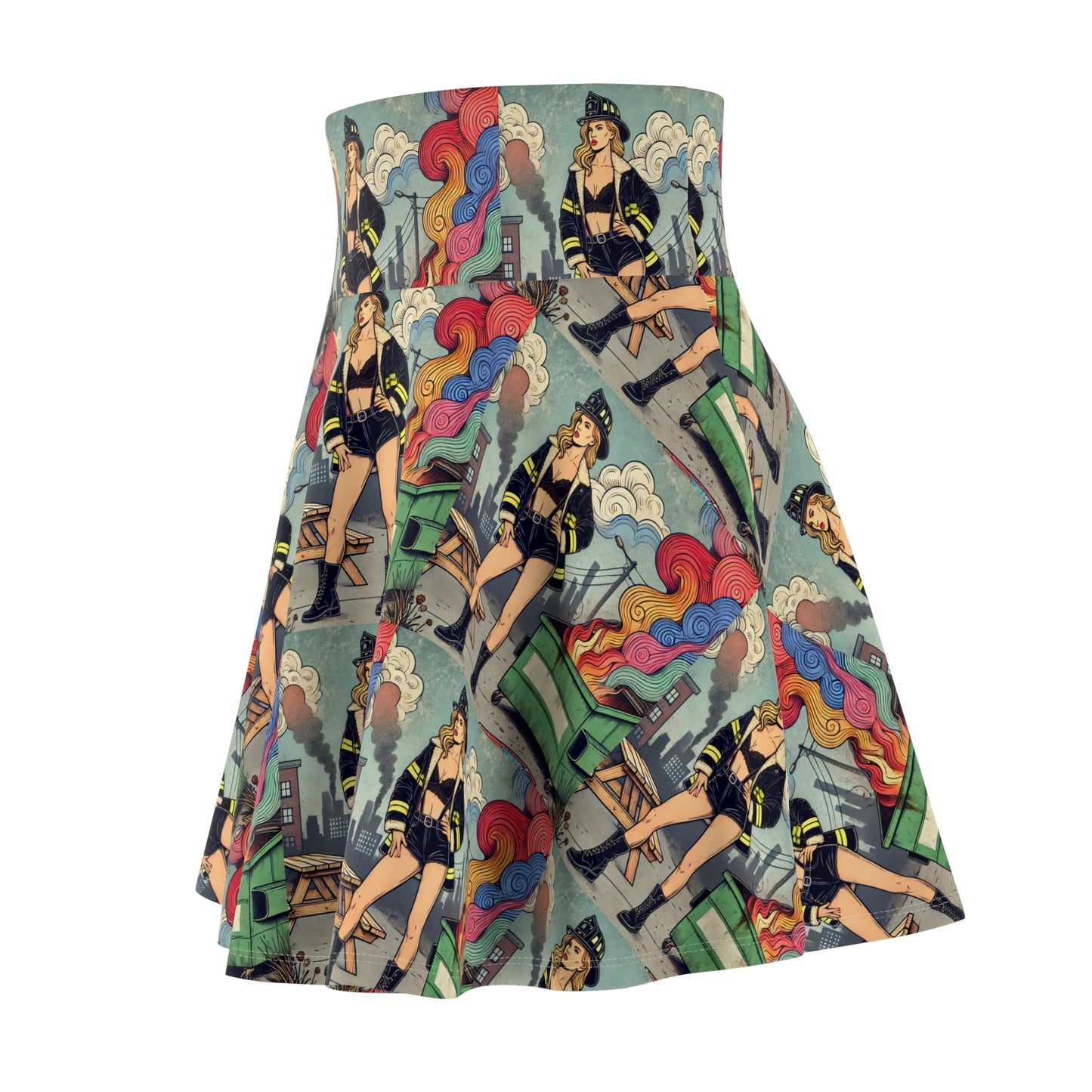 Skater Skirt - Dumpster Fire Print