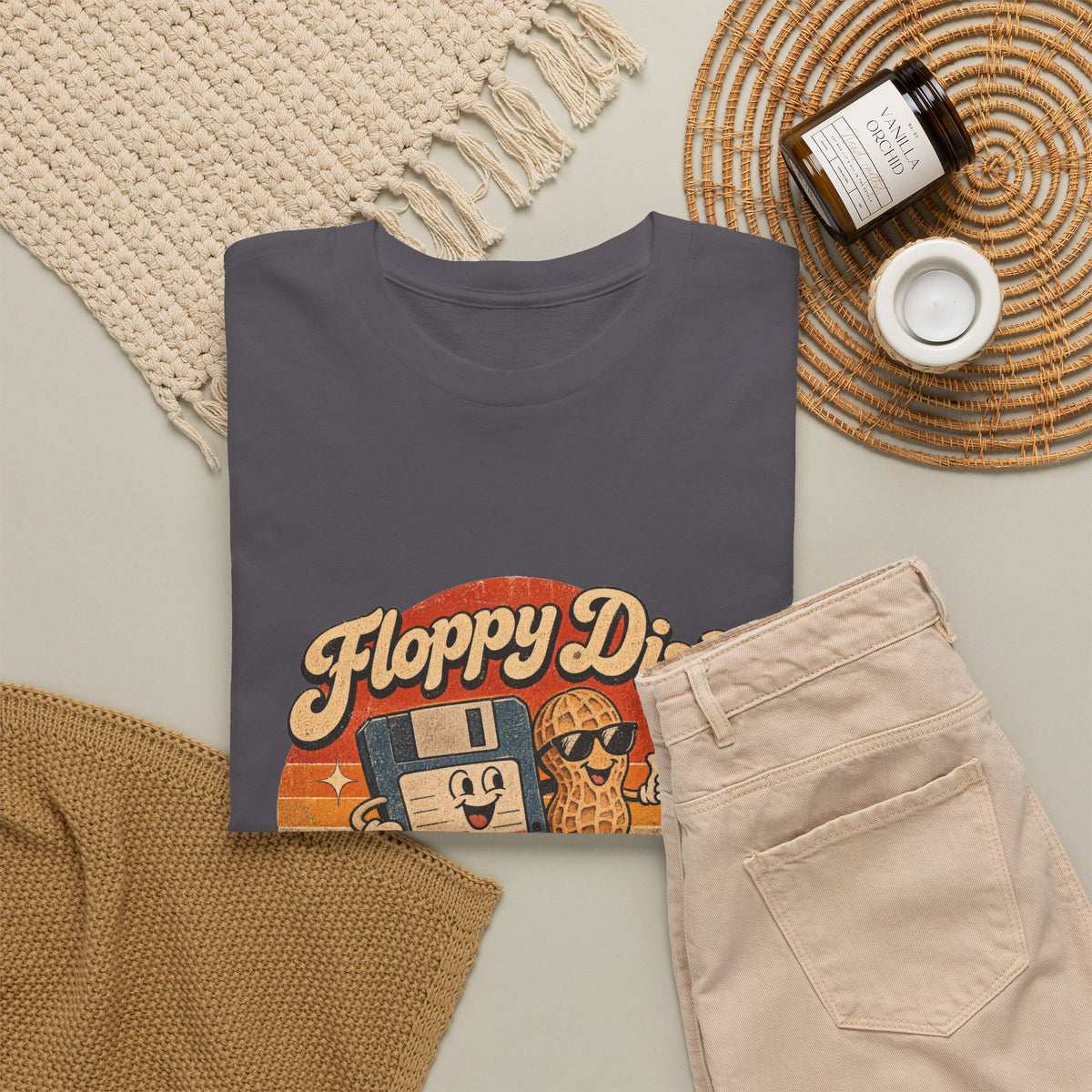 Floppy Disk Floppy Nuts T-Shirt Retro 80s Floppy Disk Peanut Funny Tee
