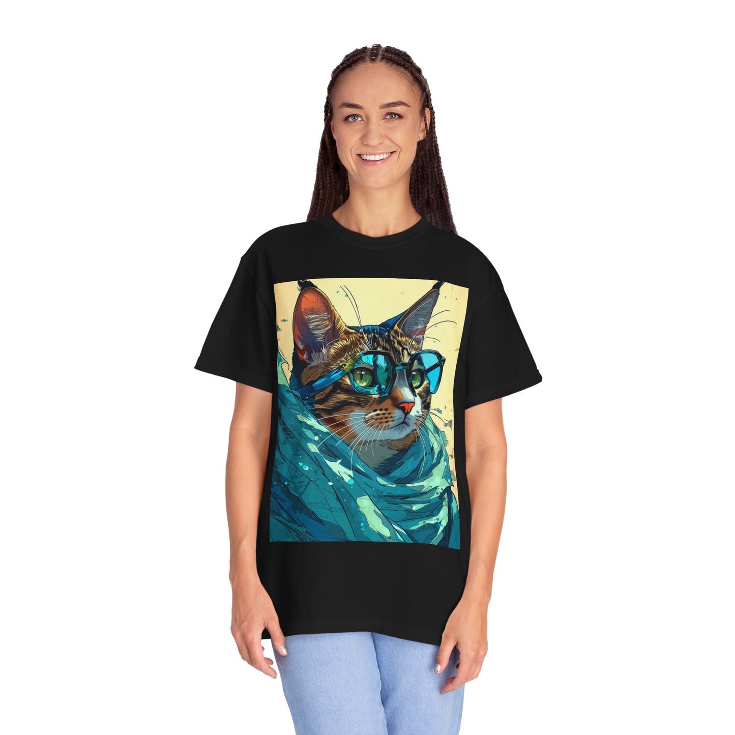 Cat Scarf Glasses T-Shirt