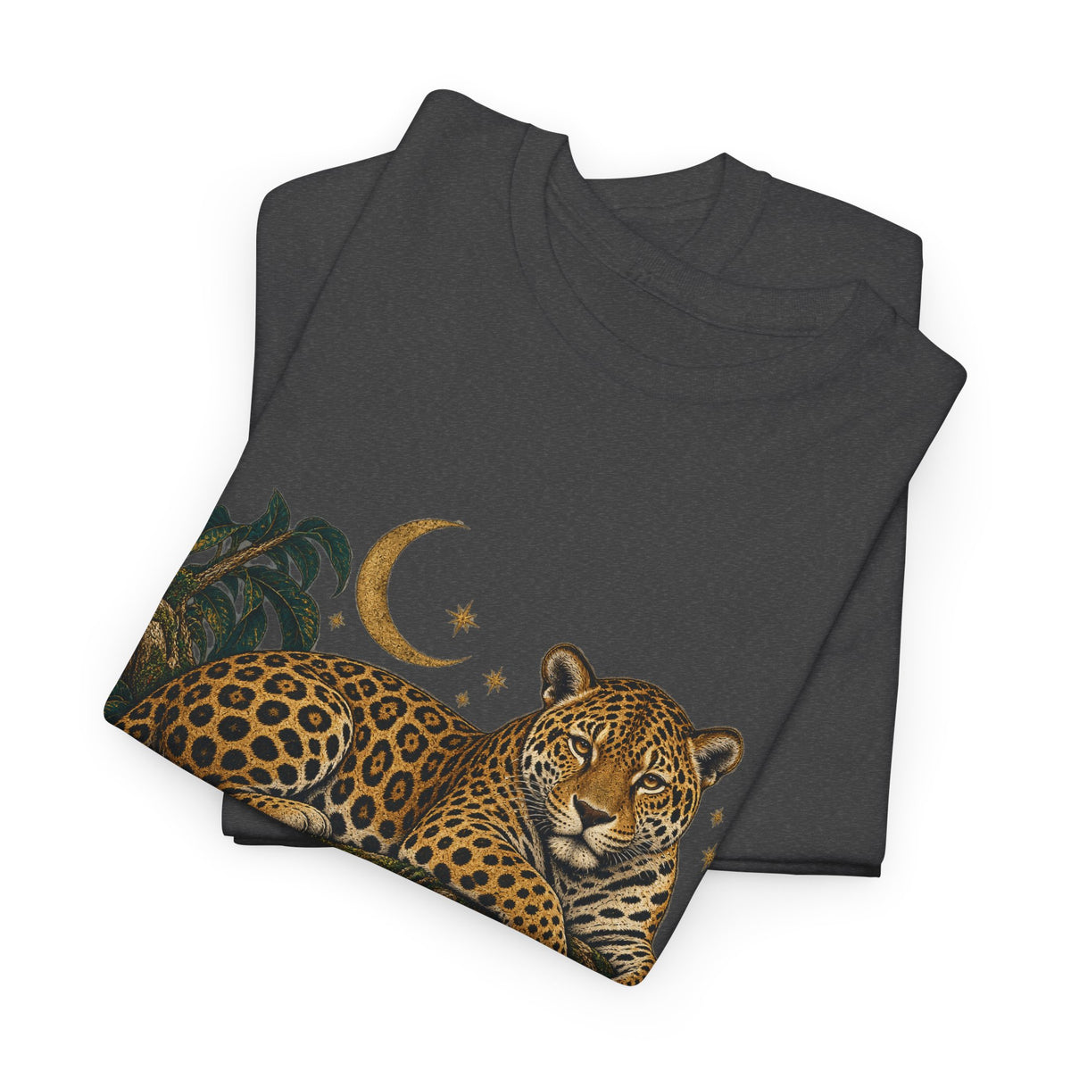 Jaguar Night Bloom Moon T-Shirt Celestial Big Cat Tee