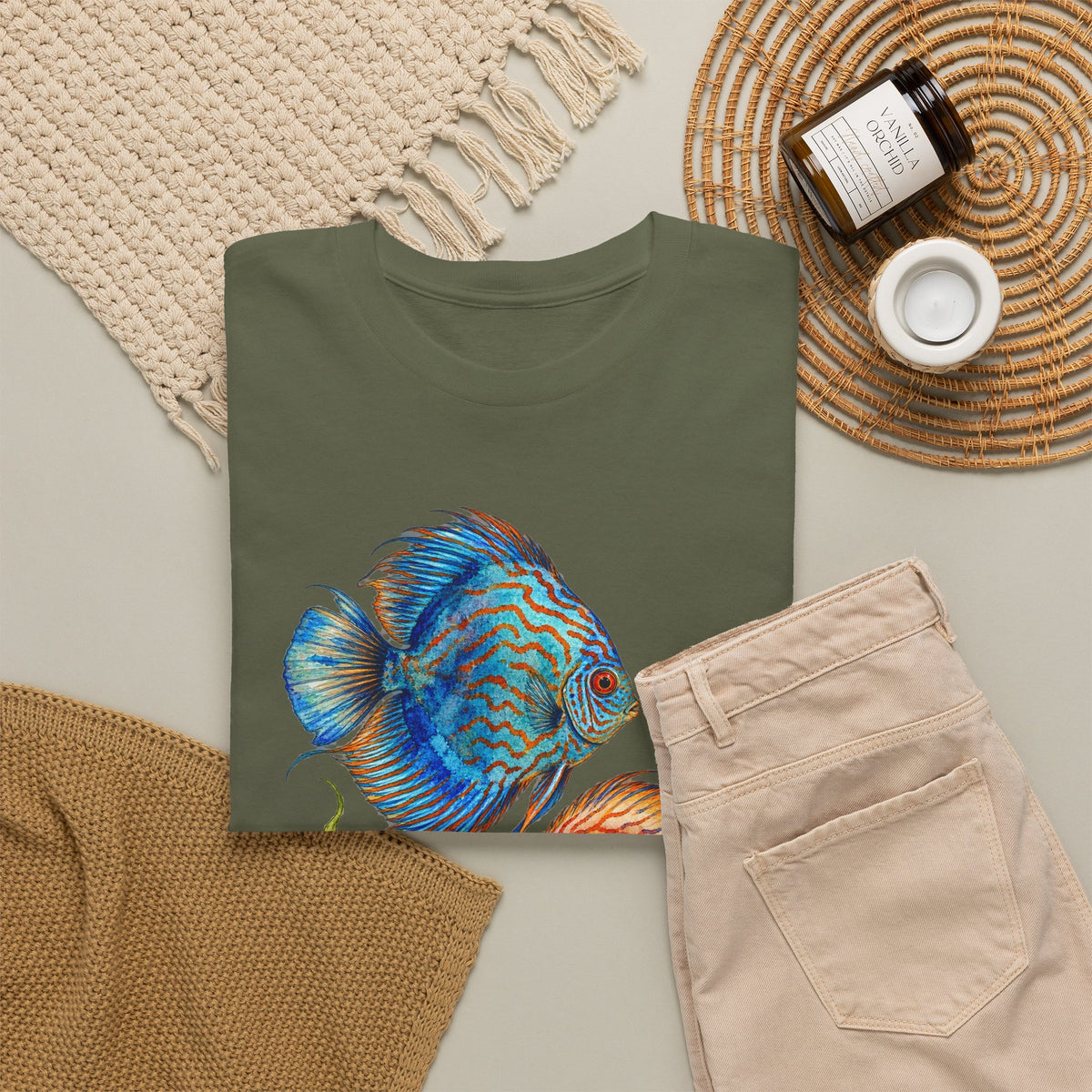 Discus Fish Duo Tee Watercolor Tropical Aquarium Fish Pair Fishkeeping Shirt