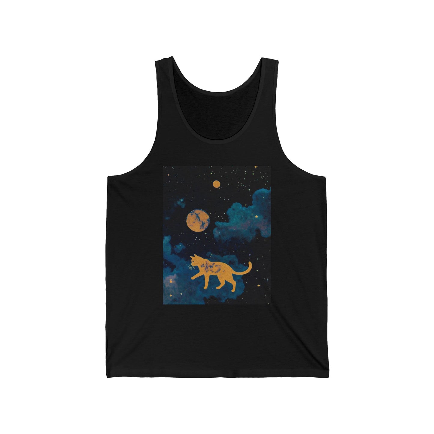 Space Cat Tank Top, Cosmic Feline Sleeveless Shirt, Nebula Kitty Muscle Tee, Galaxy Kitten Singlet, Astronomy Cat Vest, Celestial Cat Tank