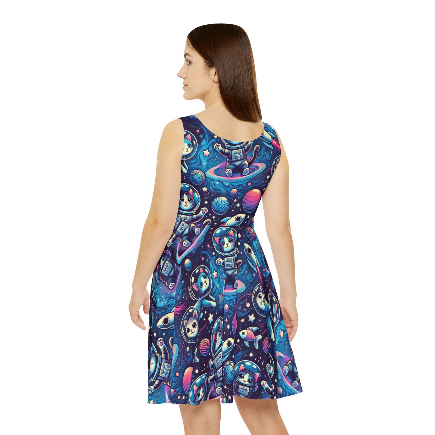 Space cat Women's Skater Dress (AOP)