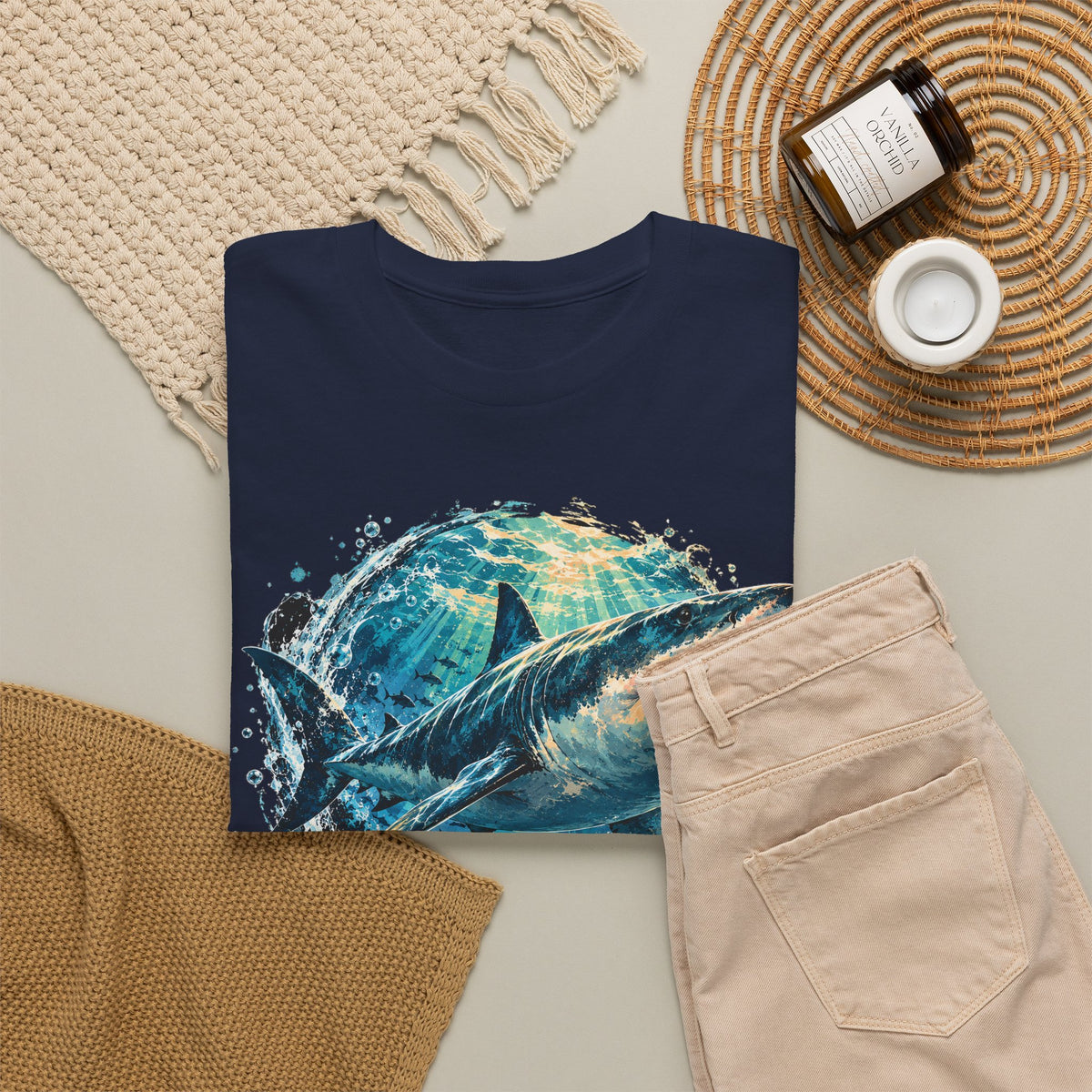 Great White Shark T-Shirt Ocean Burst Shark Jaws Sea Life Graphic Tee